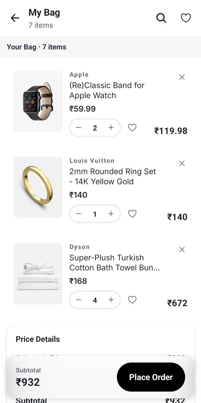 SnapCart app — bag